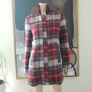 L'Agence | Multi-coloured Zip-front Plaid Coat